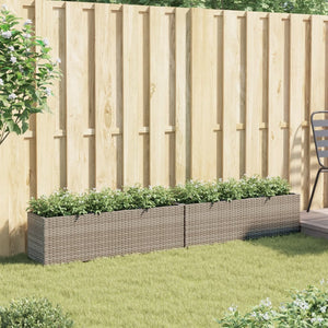 vidaXL Jardinières avec 3 pots 2 pcs Gris 105x30x32 cm Résine tressée