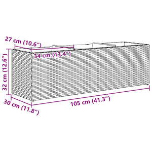 vidaXL Jardinières avec 3 pots 2 pcs Gris 105x30x32 cm Résine tressée