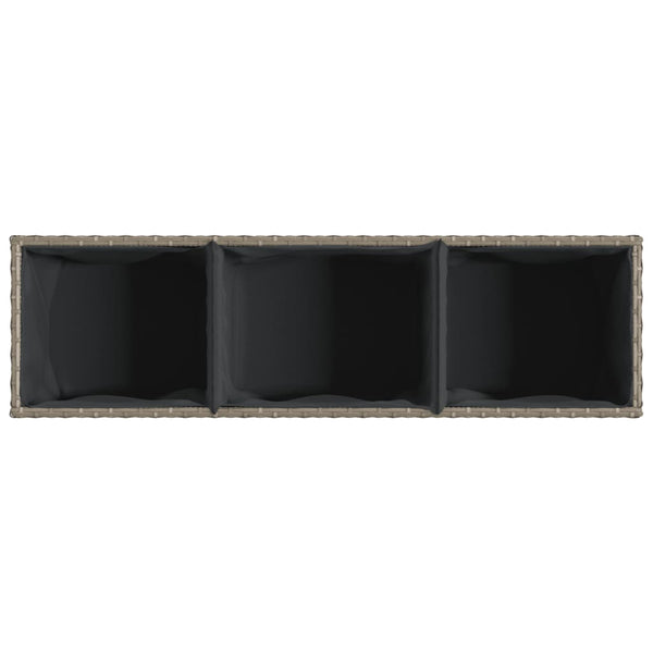 vidaXL Jardinières avec 3 pots 2 pcs Gris 105x30x32 cm Résine tressée
