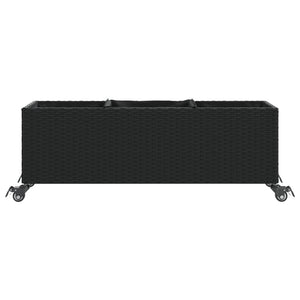 Pflanzkübel mit Rollen, 2er Set, Poly Rattan Schwarz
