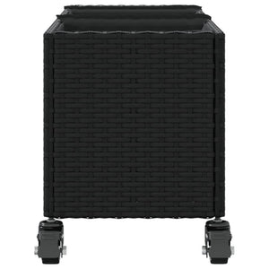 Pflanzkübel mit Rollen, 2er Set, Poly Rattan Schwarz