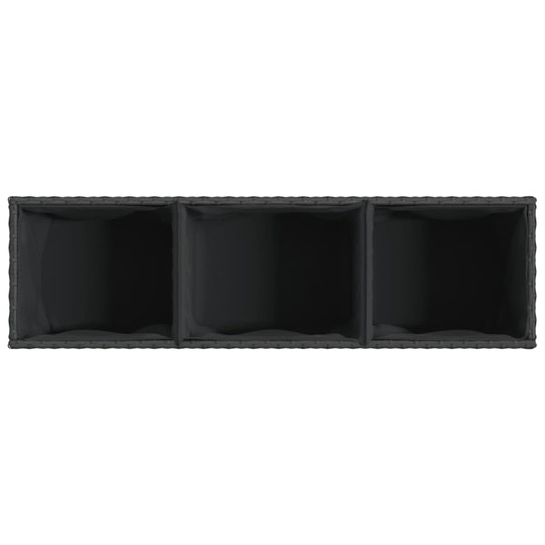 Pflanzkübel mit Rollen, 2er Set, Poly Rattan Schwarz
