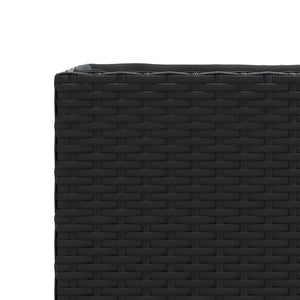 Pflanzkübel mit Rollen, 2er Set, Poly Rattan Schwarz
