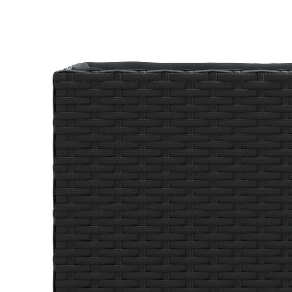 Pflanzkübel mit Rollen, 2er Set, Poly Rattan Schwarz