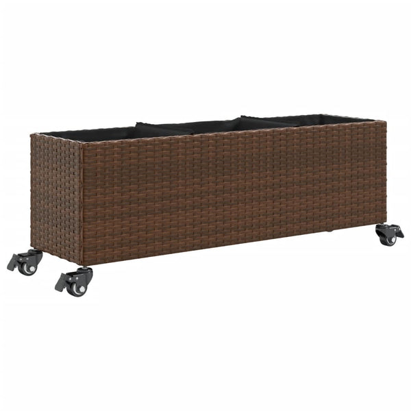 Pflanzkübel mit Rollen, 2er Set, Braun
