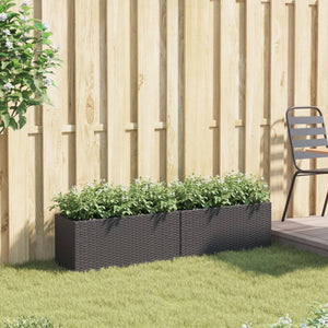 vidaXL Jardinière avec 2 pots 2 pcs Noir 72x30x32 cm Résine tressée