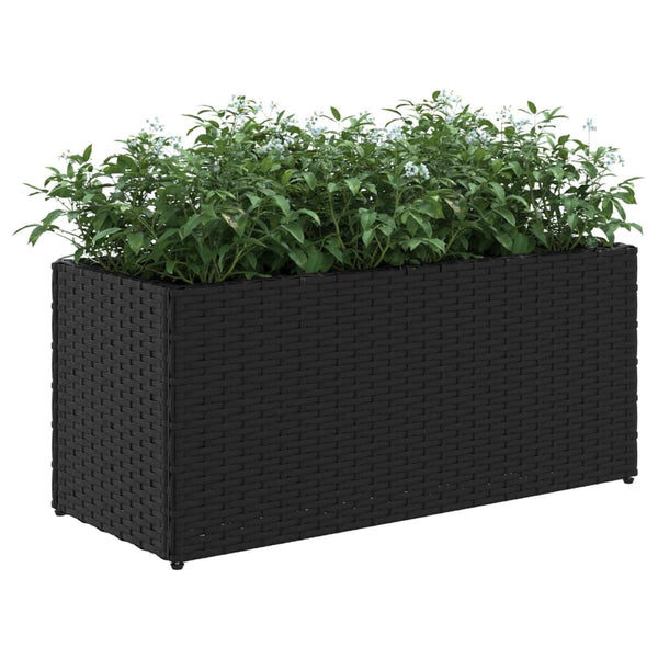 vidaXL Jardinière avec 2 pots 2 pcs Noir 72x30x32 cm Résine tressée