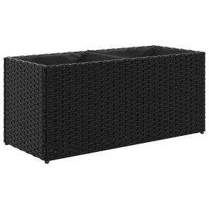 vidaXL Jardinière avec 2 pots 2 pcs Noir 72x30x32 cm Résine tressée