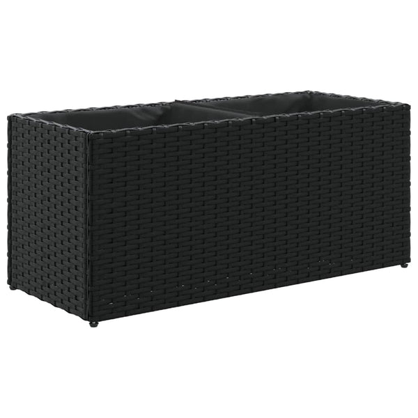 vidaXL Jardinière avec 2 pots 2 pcs Noir 72x30x32 cm Résine tressée