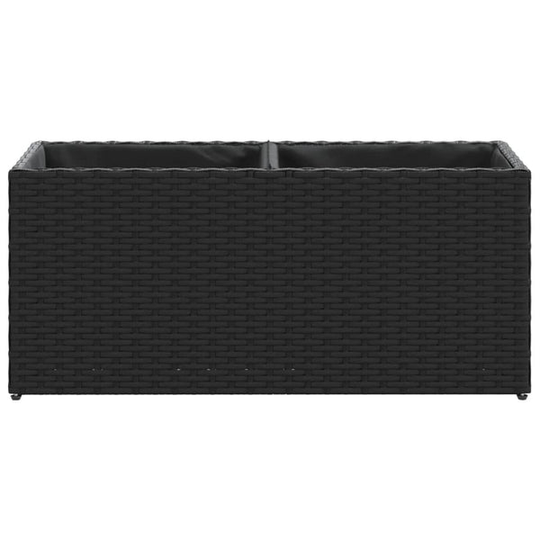 vidaXL Jardinière avec 2 pots 2 pcs Noir 72x30x32 cm Résine tressée