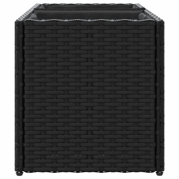 vidaXL Jardinière avec 2 pots 2 pcs Noir 72x30x32 cm Résine tressée