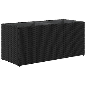 vidaXL Jardinière avec 2 pots 2 pcs Noir 72x30x32 cm Résine tressée