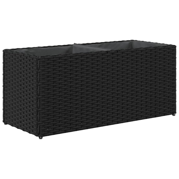 vidaXL Jardinière avec 2 pots 2 pcs Noir 72x30x32 cm Résine tressée
