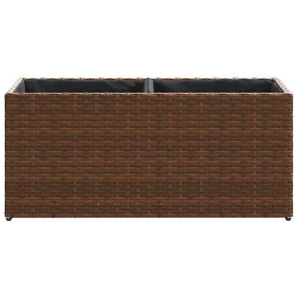 Pflanzkübel mit 2 Töpfen, Poly Rattan Braun