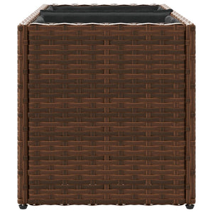 Pflanzkübel mit 2 Töpfen, Poly Rattan Braun