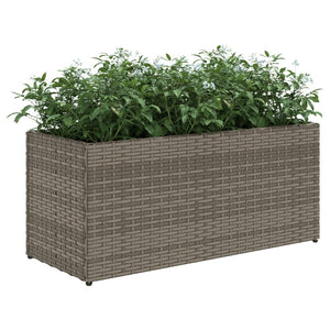 Pflanzkübel Grau Poly Rattan mit 2 Töpfen