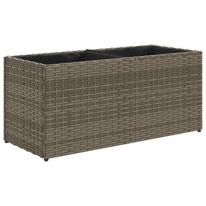 Pflanzkübel Grau Poly Rattan mit 2 Töpfen