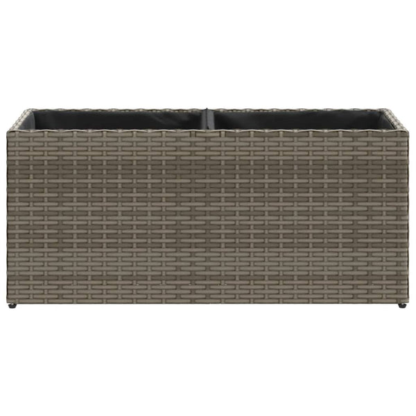 Pflanzkübel Grau Poly Rattan mit 2 Töpfen