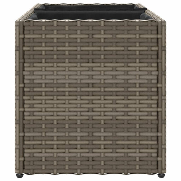 Pflanzkübel Grau Poly Rattan mit 2 Töpfen