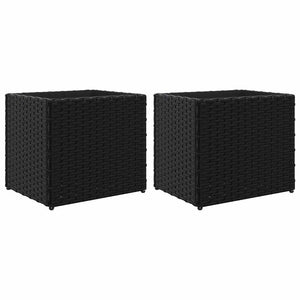 Schwarze Pflanzkübel 2er Set Poly Rattan 36x32cm