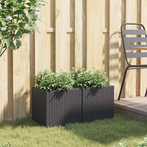 Schwarze Pflanzkübel 2er Set Poly Rattan 36x32cm