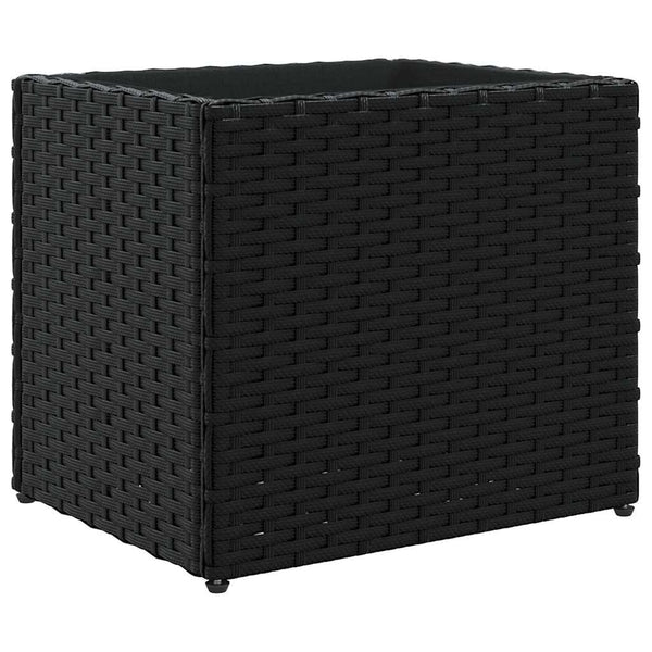 Schwarze Pflanzkübel 2er Set Poly Rattan 36x32cm