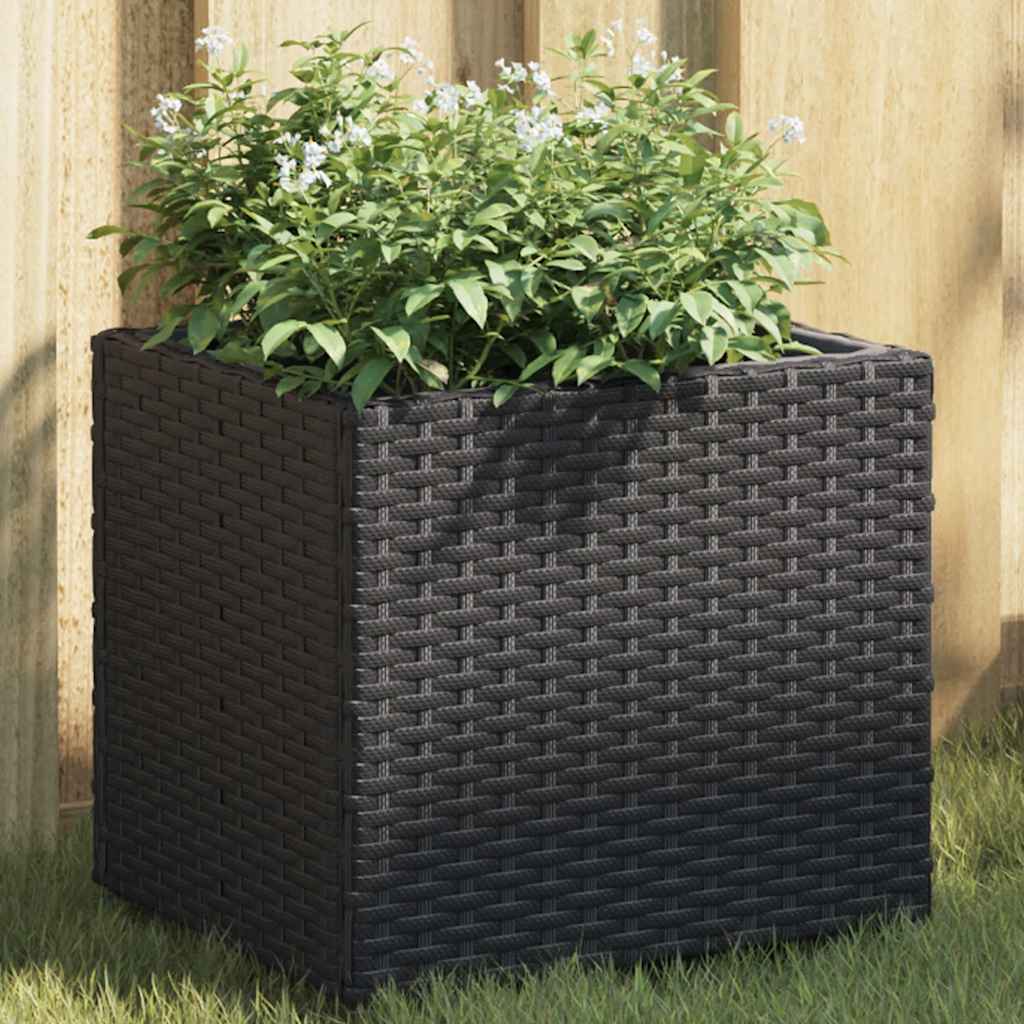 Schwarze Pflanzkübel 2er Set Poly Rattan 36x32cm