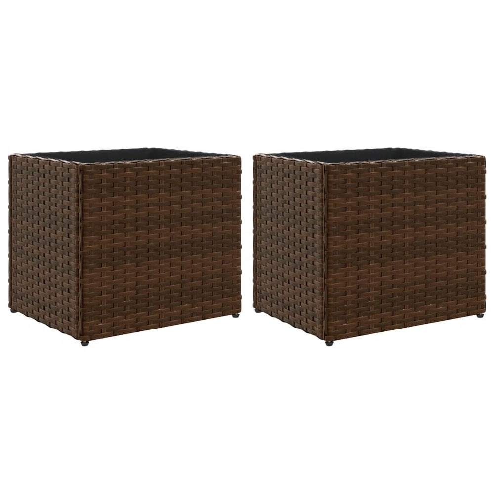 Poly Rattan Pflanzkübel 2er-Set, Braun