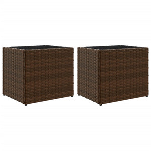 Poly Rattan Pflanzkübel 2er-Set, Braun