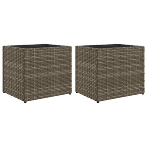 Pflanzkübel 2er Set Grau Poly Rattan 36x32cm