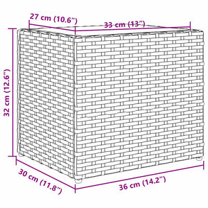 Pflanzkübel 2er Set Grau Poly Rattan 36x32cm