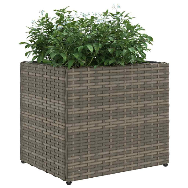 Pflanzkübel 2er Set Grau Poly Rattan 36x32cm