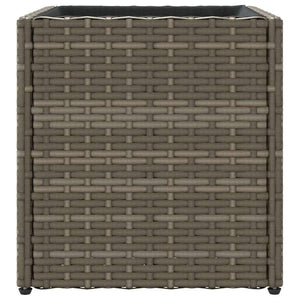 Pflanzkübel 2er Set Grau Poly Rattan 36x32cm