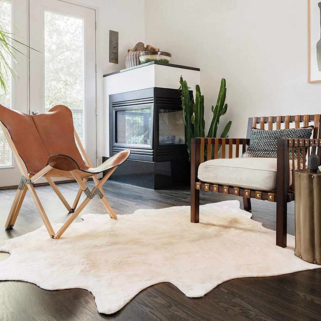 vidaXL Tapis en véritable cuir de vache Beige 180x220 cm