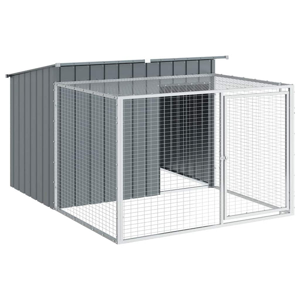 vidaXL Niche pour chien avec enclos anthracite 153x194x110 cm Acier galvanisé