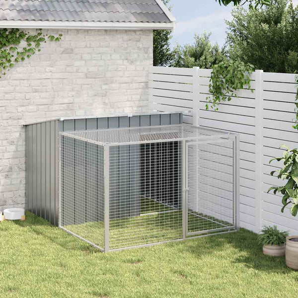 vidaXL Niche pour chien avec enclos anthracite 153x194x110 cm Acier galvanisé