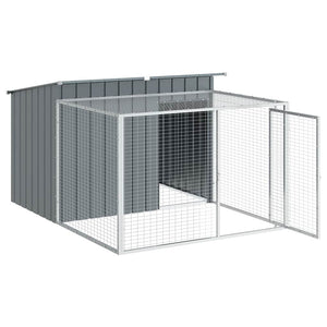 vidaXL Niche pour chien avec enclos anthracite 153x194x110 cm Acier galvanisé