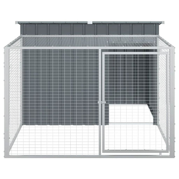 vidaXL Niche pour chien avec enclos anthracite 153x194x110 cm Acier galvanisé