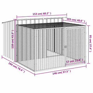 vidaXL Niche pour chien avec enclos anthracite 153x194x110 cm Acier galvanisé