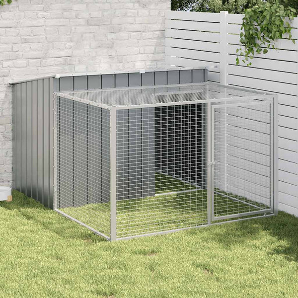 vidaXL Niche pour chien avec enclos anthracite 153x194x110 cm Acier galvanisé