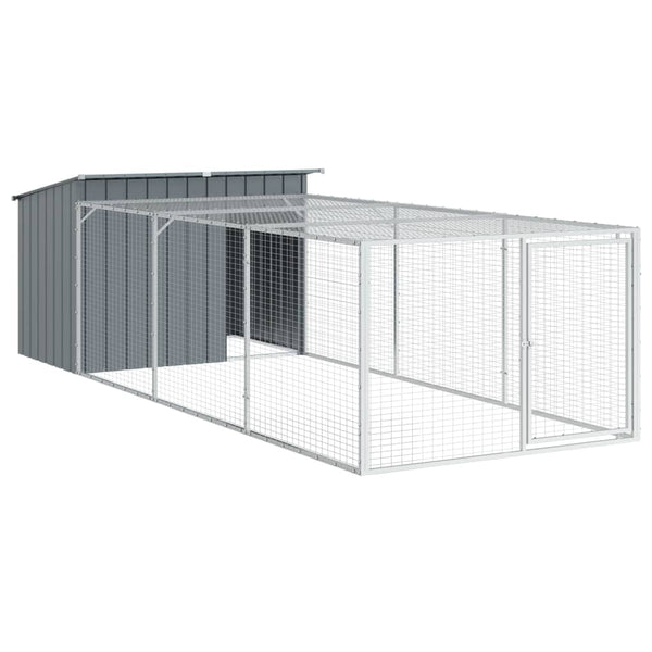vidaXL Niche pour chien avec enclos Gris anthracite 153x396x110 cm Acier galvanisé