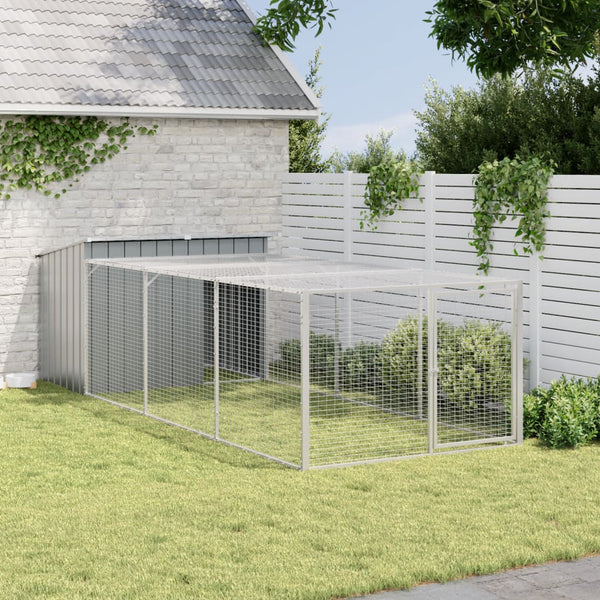 vidaXL Niche pour chien avec enclos Gris anthracite 153x396x110 cm Acier galvanisé