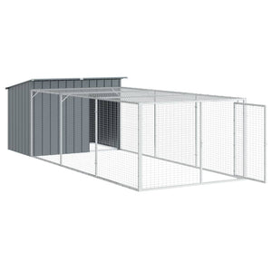 vidaXL Niche pour chien avec enclos Gris anthracite 153x396x110 cm Acier galvanisé