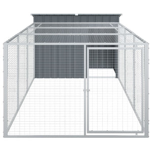 vidaXL Niche pour chien avec enclos Gris anthracite 153x396x110 cm Acier galvanisé
