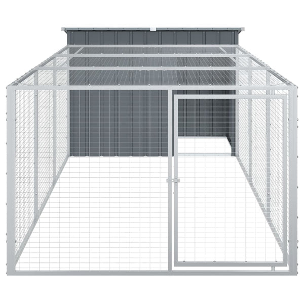 vidaXL Niche pour chien avec enclos Gris anthracite 153x396x110 cm Acier galvanisé