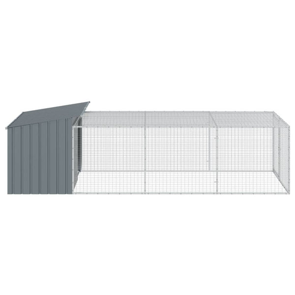 vidaXL Niche pour chien avec enclos Gris anthracite 153x396x110 cm Acier galvanisé