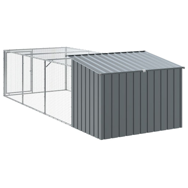 vidaXL Niche pour chien avec enclos Gris anthracite 153x396x110 cm Acier galvanisé