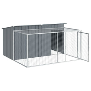 vidaXL Niche pour chien avec enclos Anthracite 197x194x110 cm Acier galvanisé