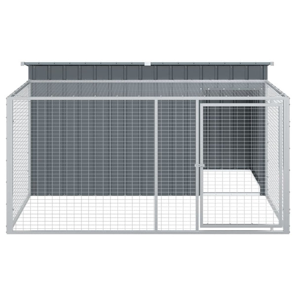 vidaXL Niche pour chien avec enclos Anthracite 197x194x110 cm Acier galvanisé
