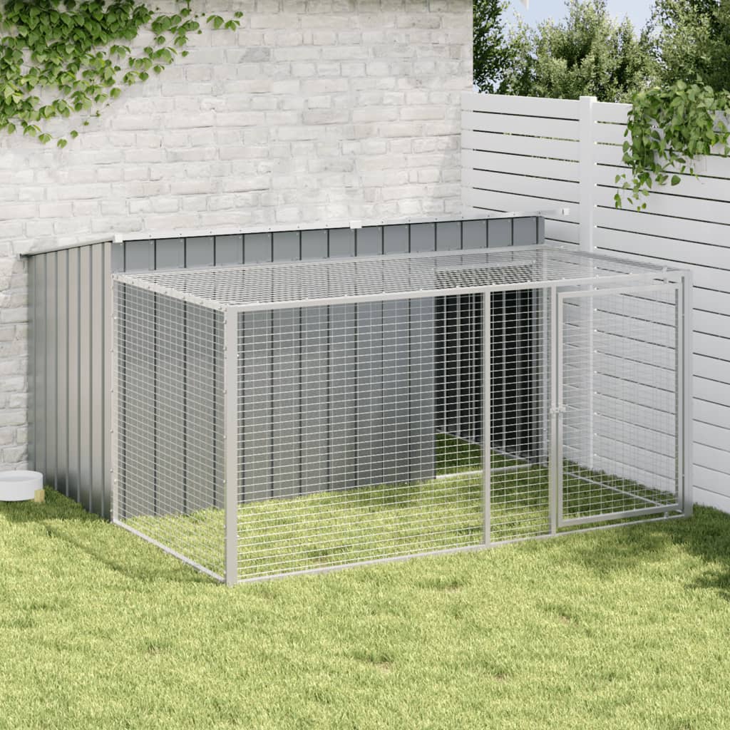 vidaXL Niche pour chien avec enclos Anthracite 197x194x110 cm Acier galvanisé